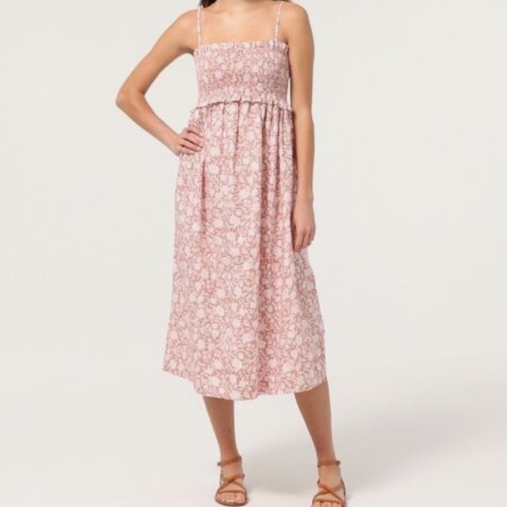 J Crew Smocked Cotton Poplin Dress Rose Vines Size S - Picture 2 of 11